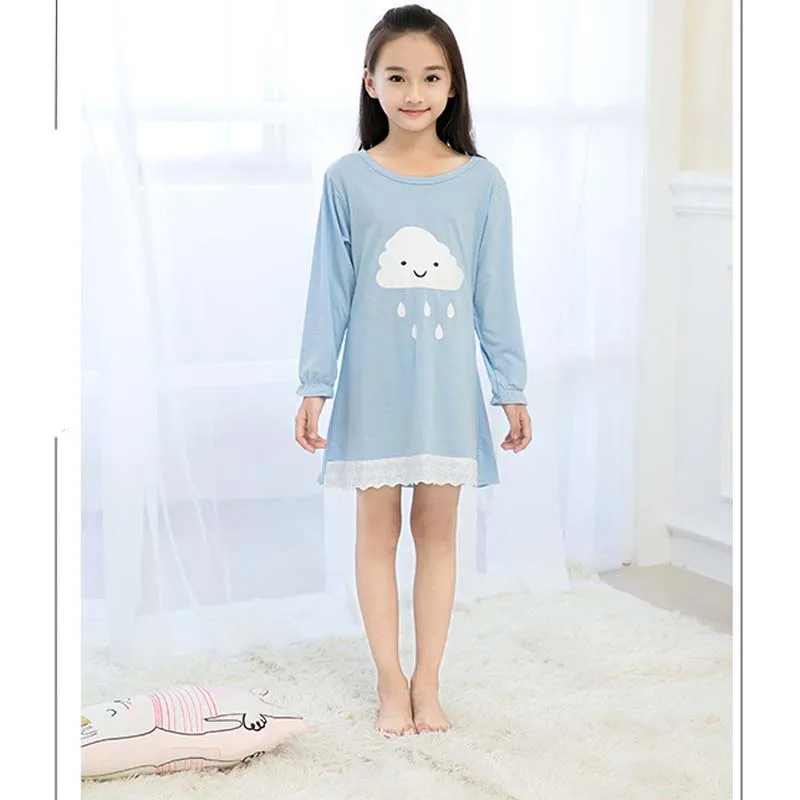 HziriP ночные рубашки для девочек детские пижамы Домашняя одежда милый мультфильм с длинными рукавами кружева принцесса пижамы для От 2 до 12 лет