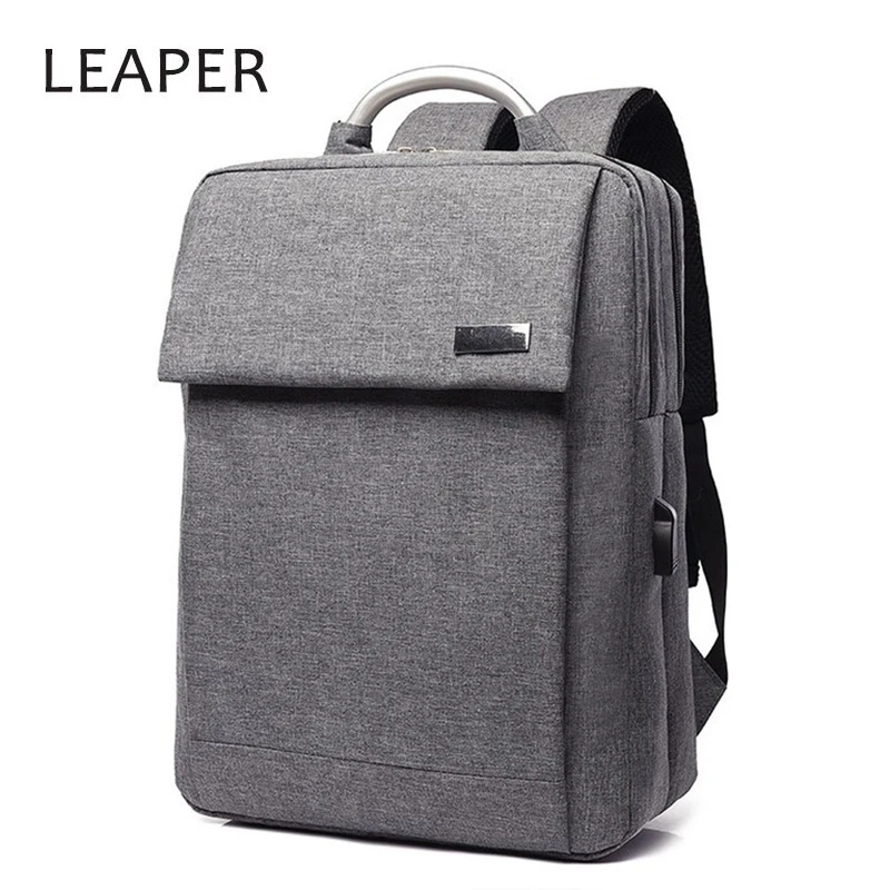 

LEAPER New USB charging Men Backpack Business Travel Bag 15.6inch Laptop Backpack Male Mochila Fashion Backpacks School Bags