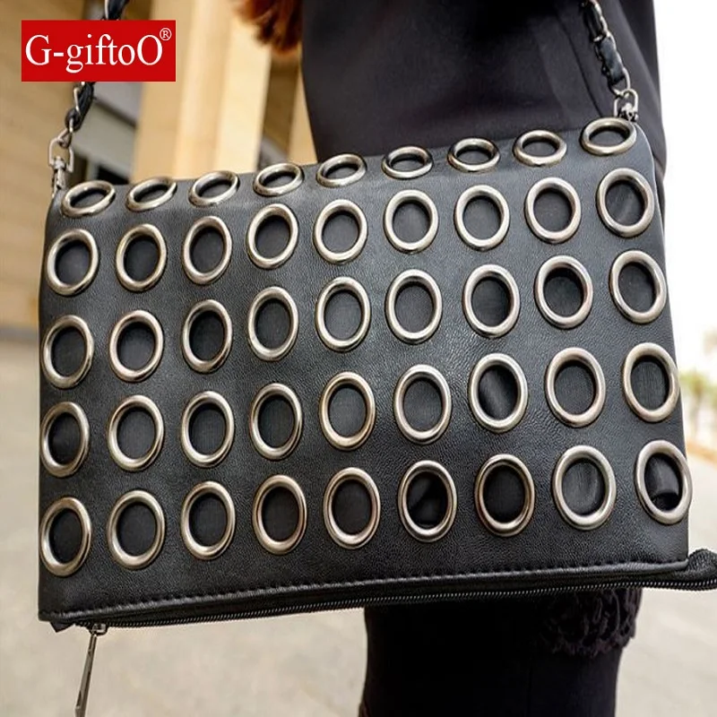 

Women Metal Circle Clutch Bags Vintage Envelope Shoulder Ladies Small Messenger Handbag Female Gift
