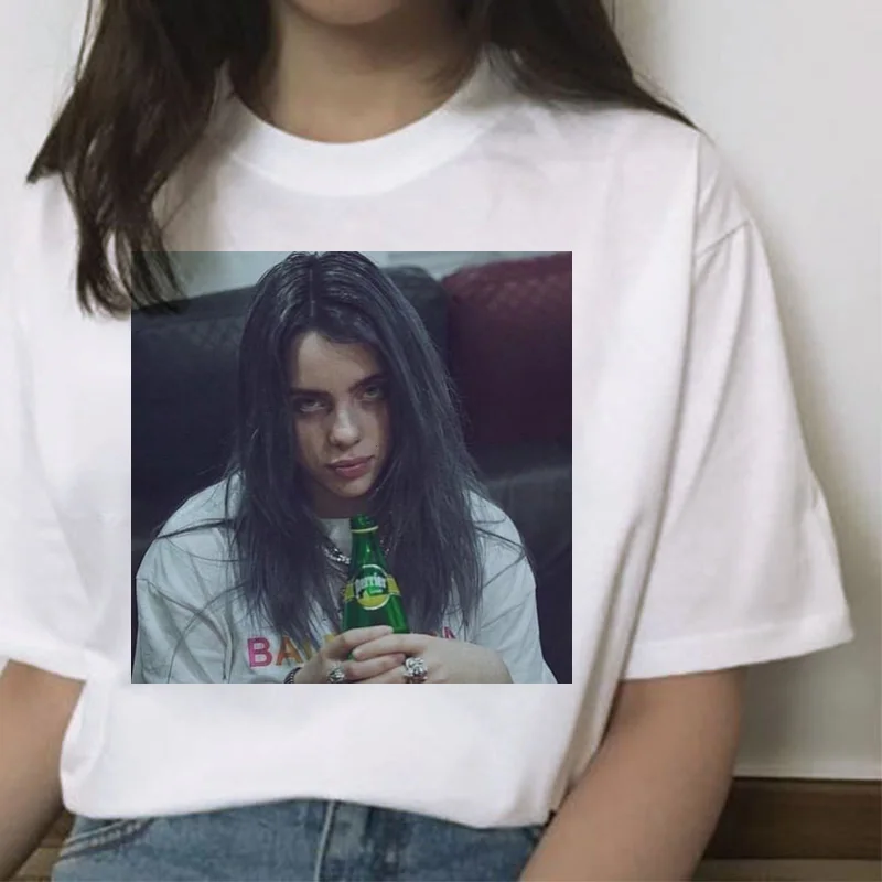 بيلي eilish t قميص أعلى الإناث ulzzang المحملة قميص المرأة فام الصيف التي شيرت المتناثرة الهيب هوب الجرونج تي شيرت الشارع الشهير