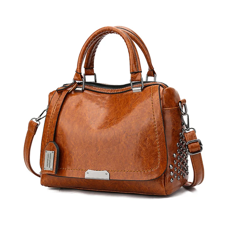 

Women PU Leather Rivets Handbag Large Capacity Casual Tote Crossbody Shoulder Bags KA-BEST