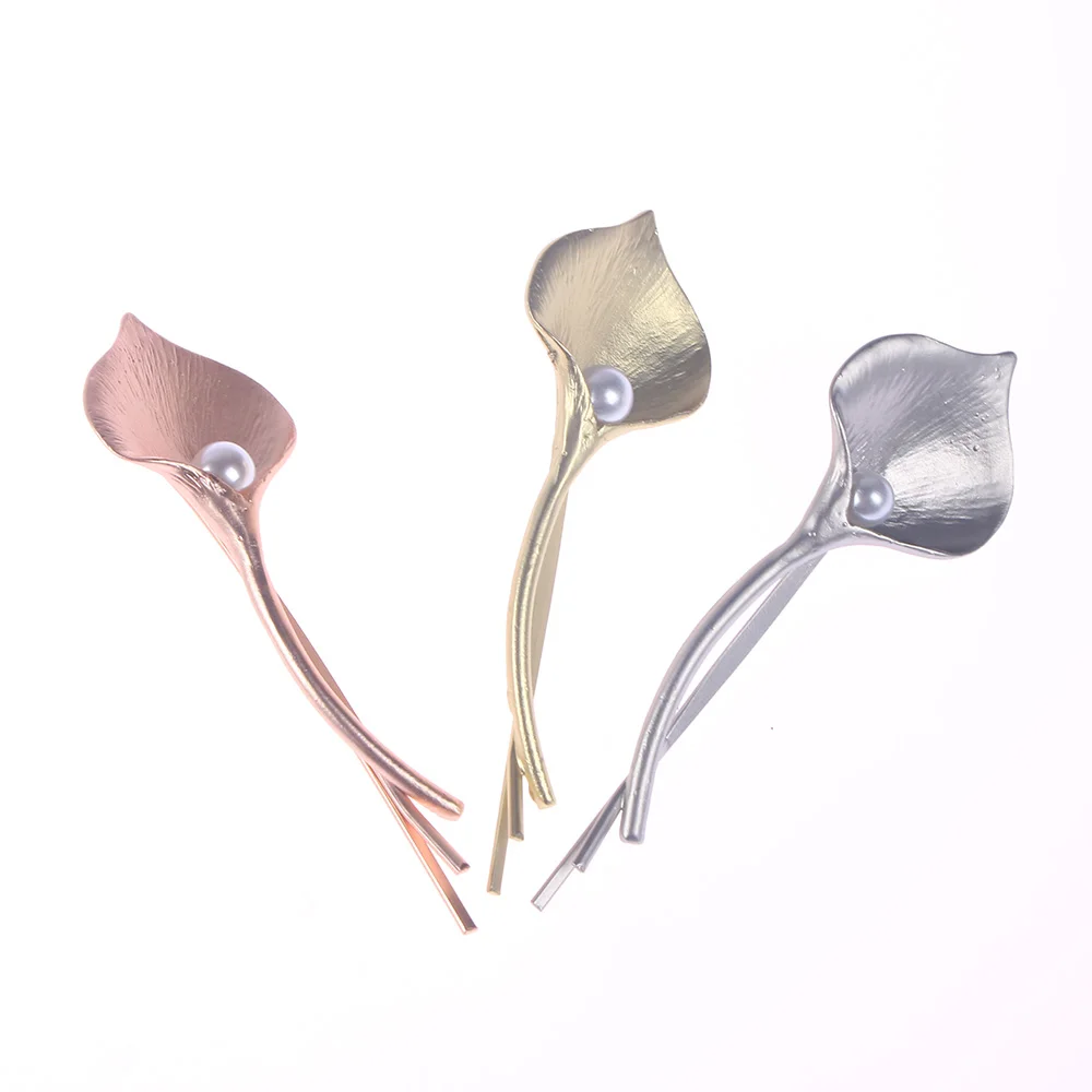 

1PC Fashion Wedding Hair Jewelry Flower Barrettes Solid Metal Leaf Pearl Hair Clips Hairpins Hair Accessories for Women Girl