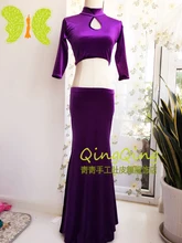Customized bellydance velvet Belly Indian gypsy dance practice performance costume clothes skirt skirt dress set 2pcs(bra+skirt)