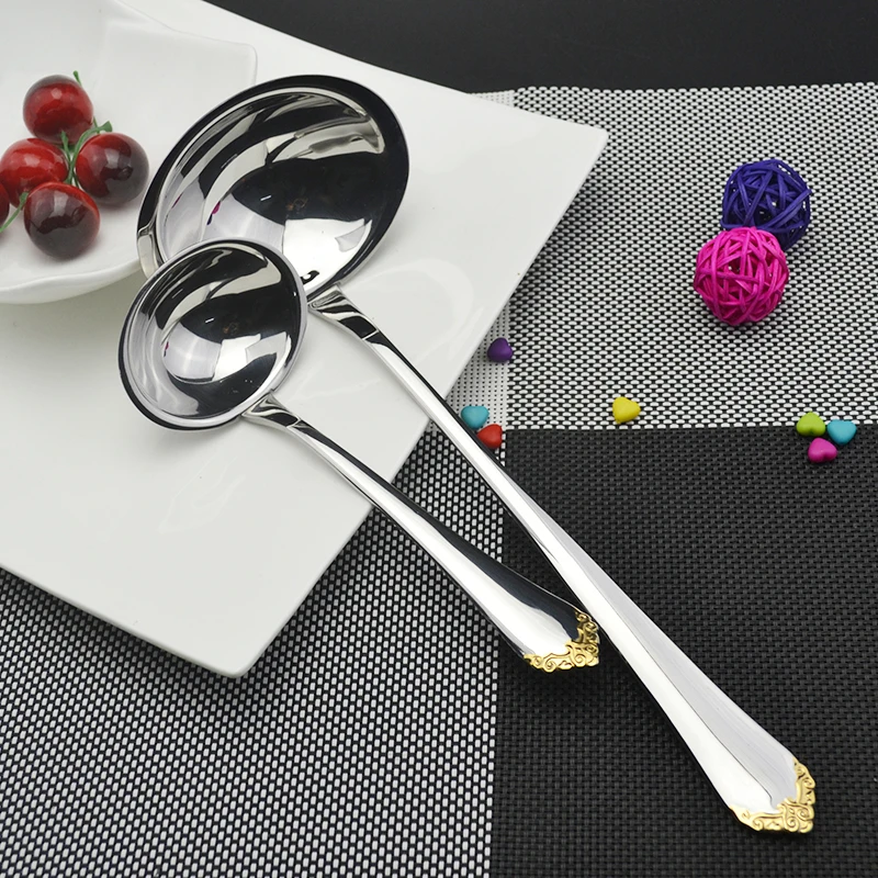 2Pcs High Quality Stainless Steel Big Soup Ladle+Small Soup Ladle