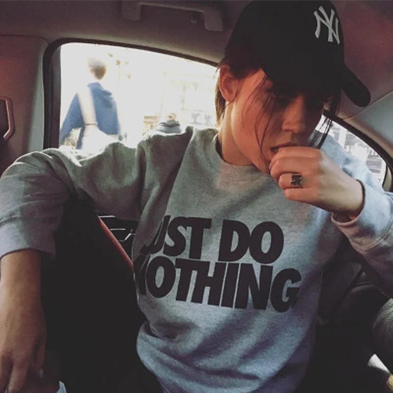 Just Do Nothing sudaderas mujer модная женская Повседневная Толстовка с длинным рукавом, джемпер, пуловер, толстовка, топы, рубашки, толстовки для женщин