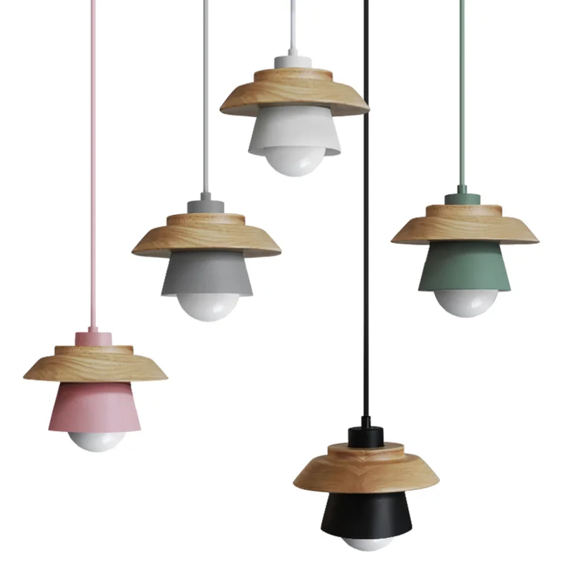 

Free shipping Modern brief small wooden small creative pendant lamp
