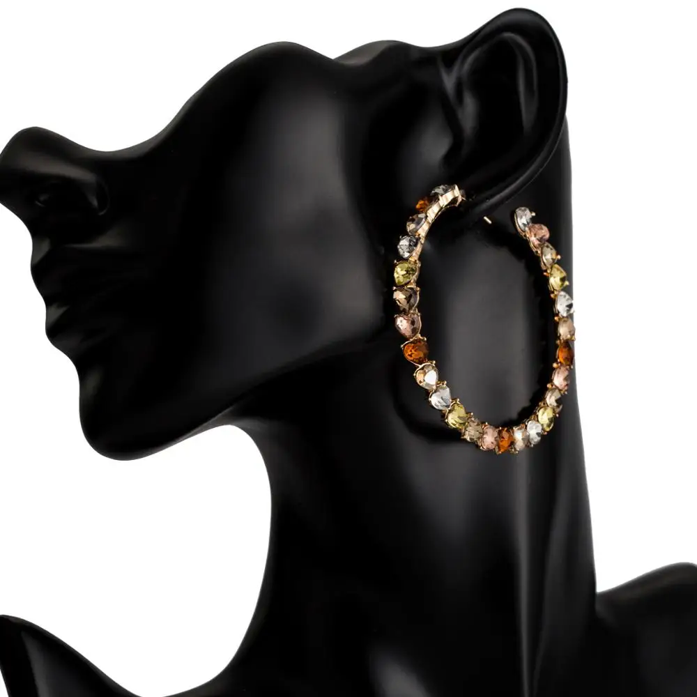 Модные Потрясающие многокристаллические мини серьги-кольца в форме сердца для женщин, ювелирные изделия, модные массивные серьги, аксессуары, горячая Распродажа - Окраска металла: 7.8cm