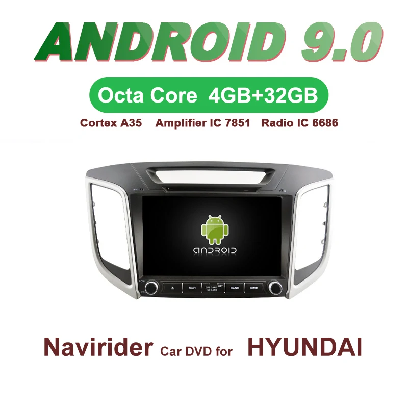 

Navirider GPS Android 9.0 bluetooth stereo 4-Core 8-Core car DVD player for HYUNDAI CRETA ix25 head unit autoradio accessories