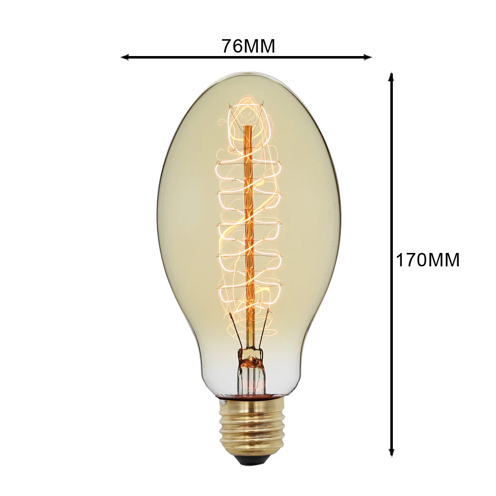 E76 Винтаж Edison ЛАМПЫ E27 220 В 40 Вт Ретро лампа накаливания Amber Стекло люстра/Z деко