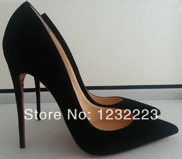 Free shipping designer luxury classic red bottoms women's pumps black suede point toe thin high heels boots shoe sales online | Обувь