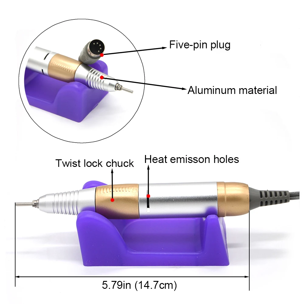 Электрическая дрель для маникюра и педикюра с вилкой EU/US/UK/AU, полировальная ручка, фрезерная ручка, чистящие биты, инструменты для ногтевого салона