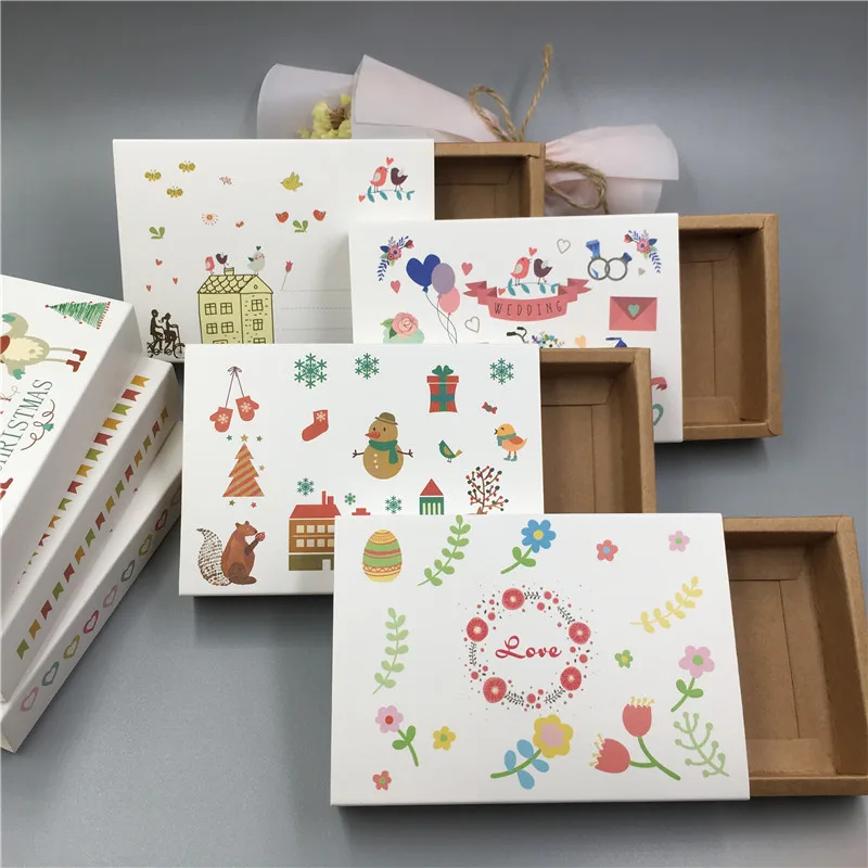 

50Pcs Paper Wedding Favors Kraft Gift Candy Boxes Paper Drawer Boxes Kid Gifts Wedding Birthday Party Decoration Drawer Gift Box