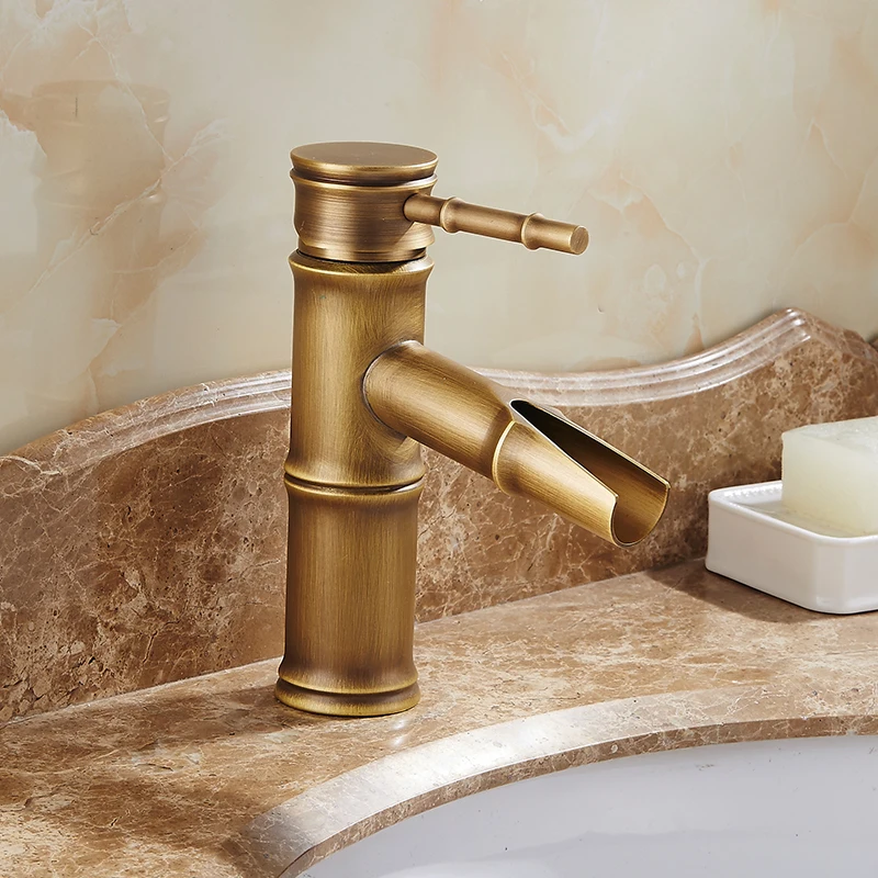 Antique Bamboo Bathroom Faucet Antique bronze finish Brass Basin Sink