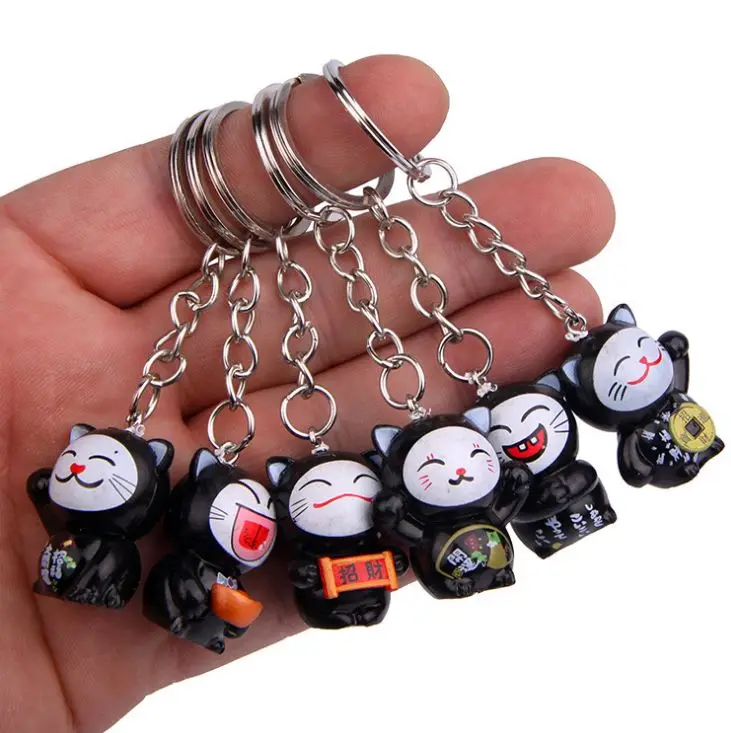 6 шт./лот креативный брелок для ключей Lucky &quotКошка&quot мультяшный животный