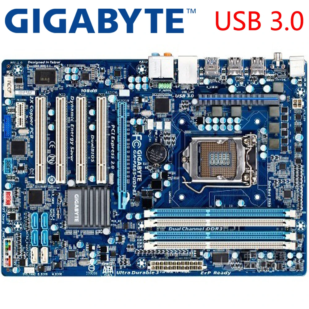 

GIGABYTE GA-PA65-UD3-B3 Desktop Motherboard H61 Socket LGA 1155 i3 i5 i7 DDR3 16G ATX Original GA-PA65-UD3-B3 Used Mainboard