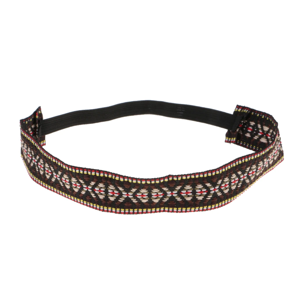 Fashion Boho Hippie Embroidered Headband & Gold Peace Symbol Earrings Costume Headwear Accessories for Halloween Christmas Party