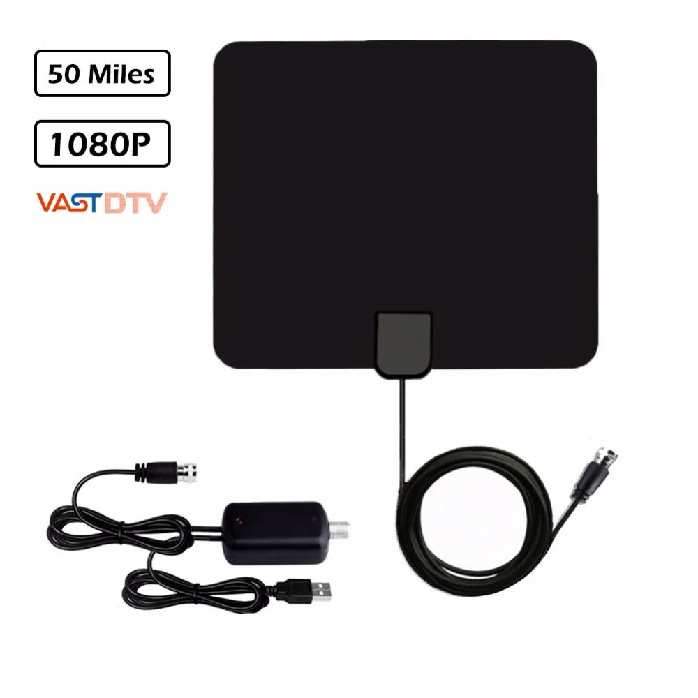 

50 Mile HDTV dtv-T2/T/ isdb-t atsc Antenna- Indoor Long Range Amplified HD Digital USB TV Aerial Signal Booster Upgraded Version