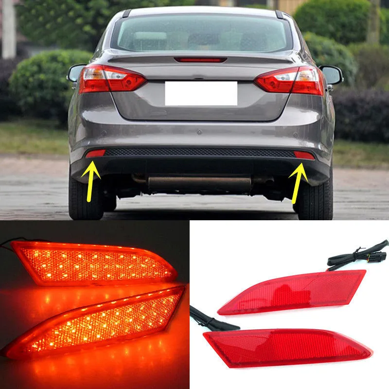 

For Ford Focus Sedan 2012-2014 Hatchback Red Lens Rear Bumper Reflector light LED Brake Warn Rear LED Rear Bumper light