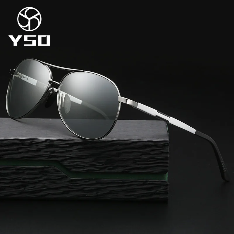 

YSO Photochromic Sunglasses Men Polarized Glasses Aluminium Magnesium Frame HD Lens Sun Glasses Vintage Oculos Sunglasses 6695