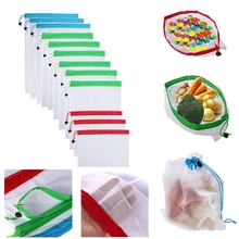 12pcs Reusable Shopping Bags mesh Market Bags Eco Friendly Bags Shopping Vegetable Fruit Toys Storage Bags 3 Size A30