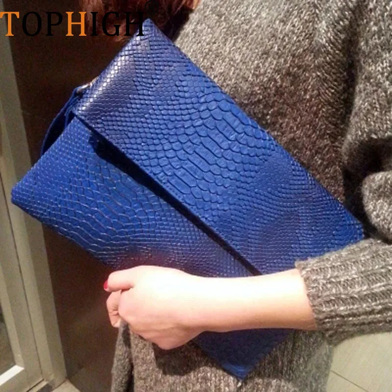 

TOPHIGH Women's Clutch Bag Serpentine Purse Handbag Designer High Quality Envelope Clutch Crossbody Bags female Chain Clutches