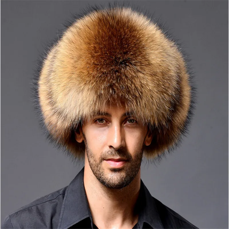 Модная мужская зимняя повседневная теплая шапка охотник из меха енота и овечьей