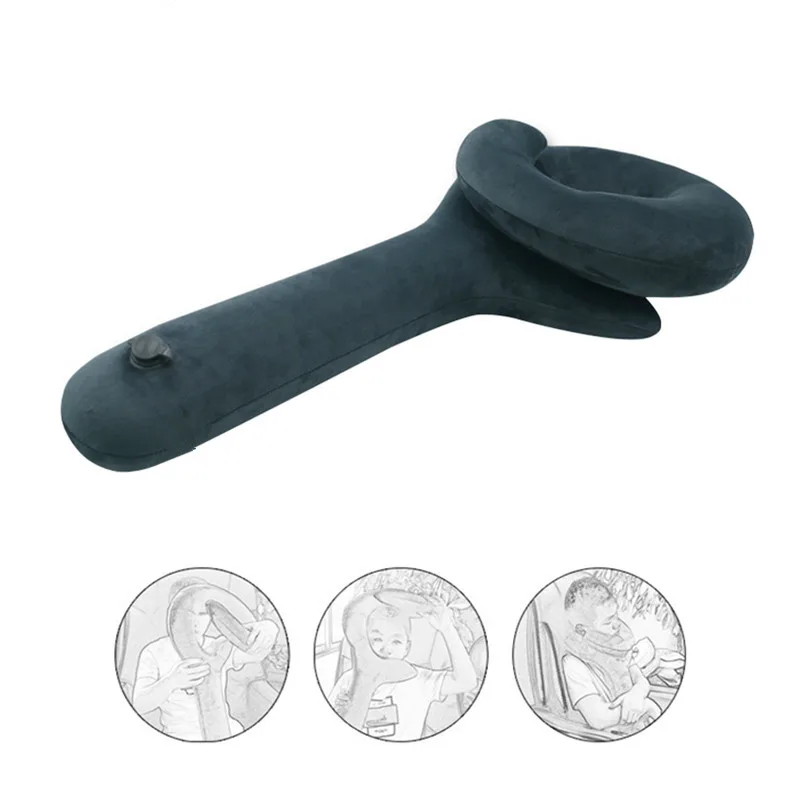 

Q-Shape Travel Protection Pillow Long-distance Travel Necessities Office Rest Inflated Pillow Flight Trip Accessories Products