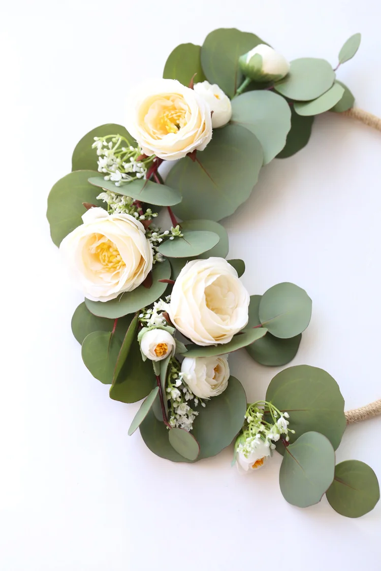 PEORCHID зеленый эвкалипт Цветы Свадебные обруч букет невесты обруч венок подарок для невесты свадебный букет цветочный Настенный декор 2019