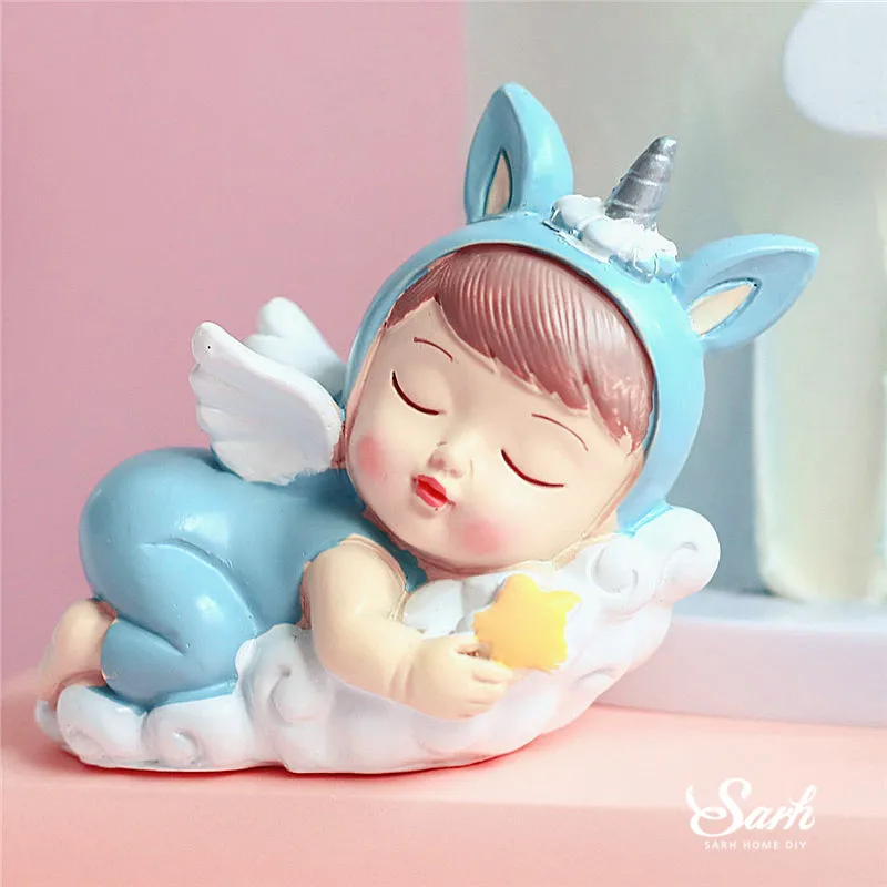 Sitting Blue Pink Boy Girl Decoration Unicorn Happy Birthday Children Cake Toppers for Wedding Party Supplies Baking Sweet Gifts