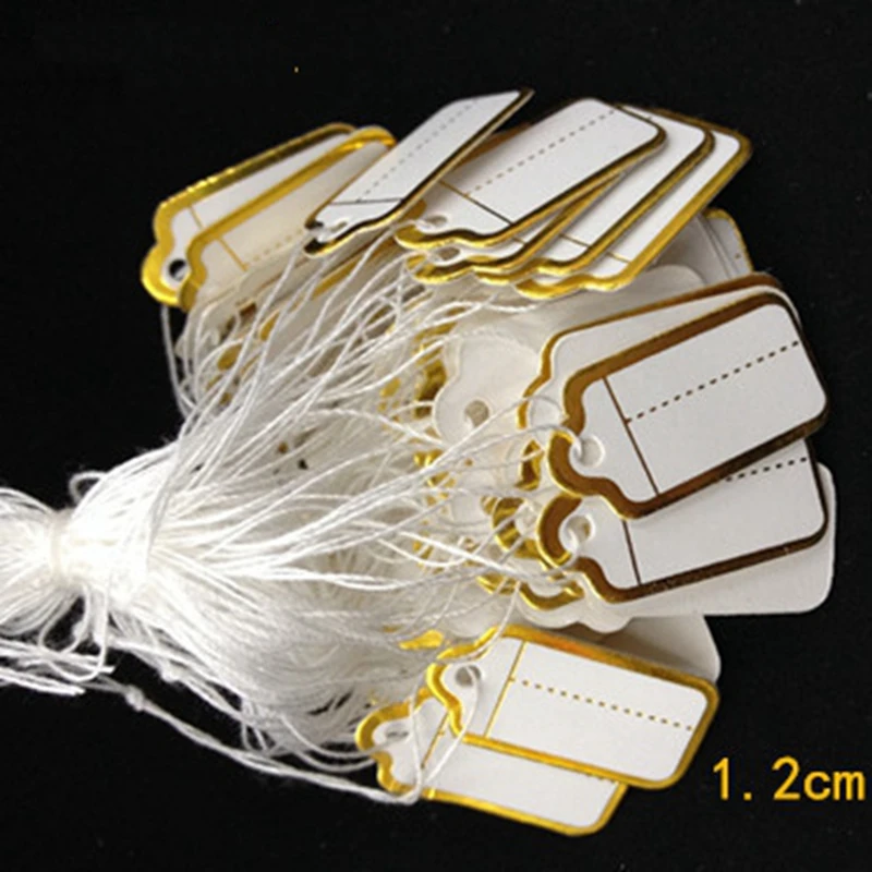 1.2*2.4cm Golden Mini Blank Paper Tags with Cotton Rope Price Tag