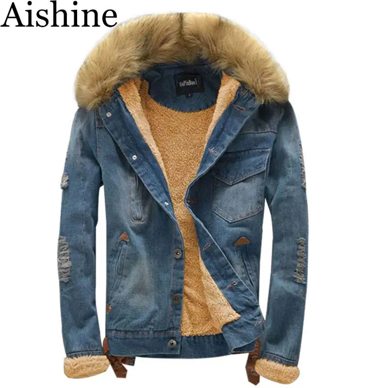 Aishine Мужская джинсовая куртка 2016 зимняя верхняя одежда Брендовое пальто с