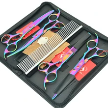 Meisha 7 дюймов профессиональные ножницы для ухода за домашними животными набор Япония 440c филировочные ножницы для стрижки собак парикмахерские инструменты HB0099
