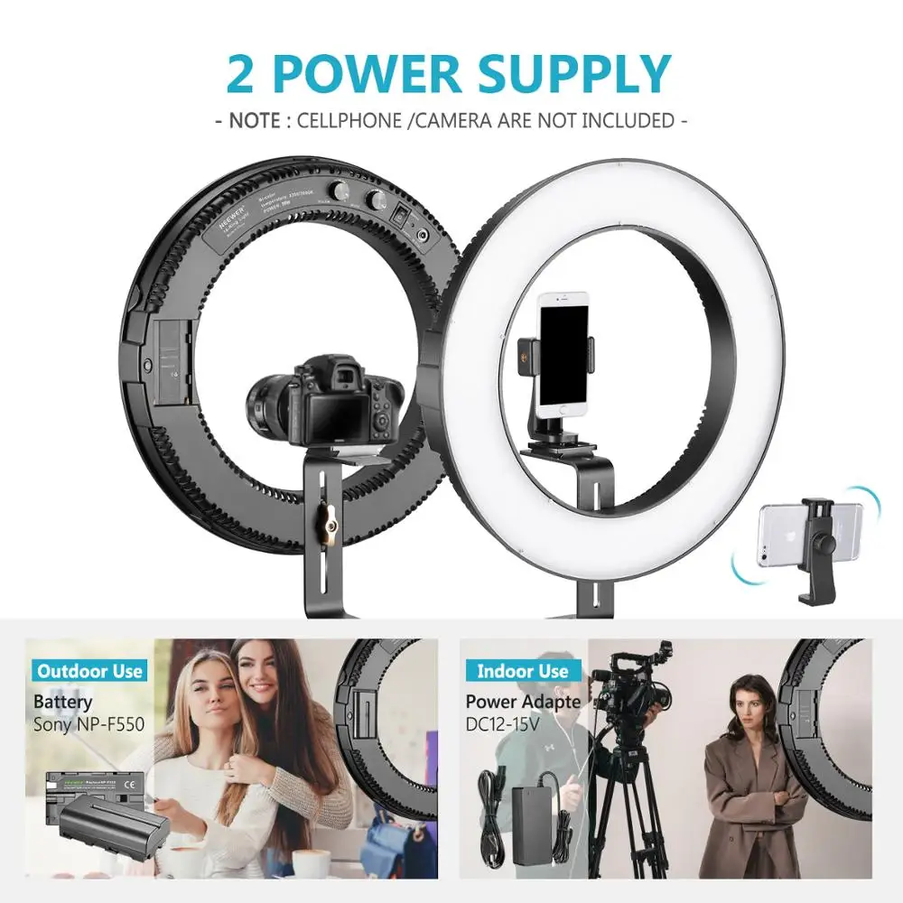 Neewer 14 дюймовый наружный Dimmable bi цвет SMD СВЕТОДИОДНЫЙ кольцевой светильник ing