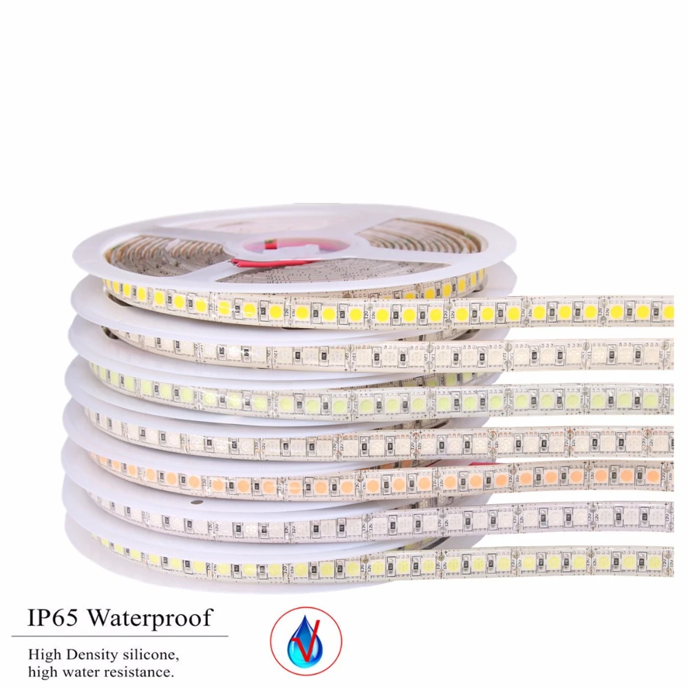 SMD 5050 RGB Светодиодная лента Водонепроницаемая DC 12V гибкая 120LED/M для домашнего