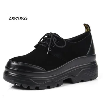 

ZXRYXGS Brand Shoes Woman Platform Shoes Casual Sneaker 2019 Newest Spring Wild Matte Cowhide Leather Shoes Women Sneaker Shoes
