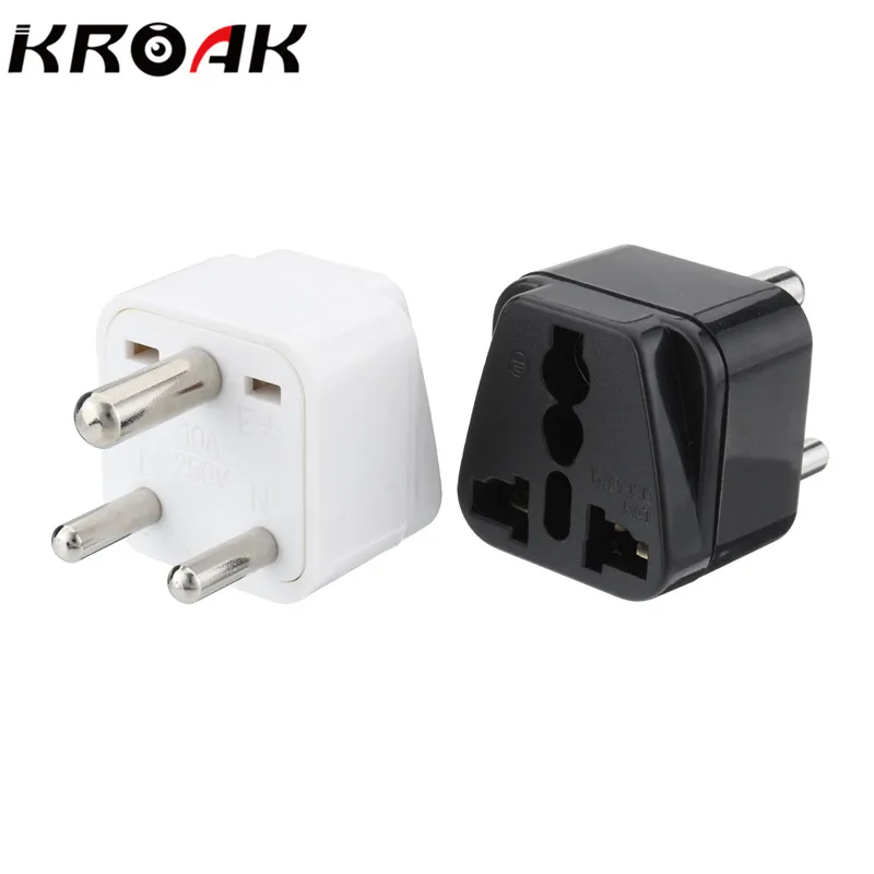 

KROAK Universal White/Black 250V India to Africa 3 Pins Type D Plug Travelling Power Adapter