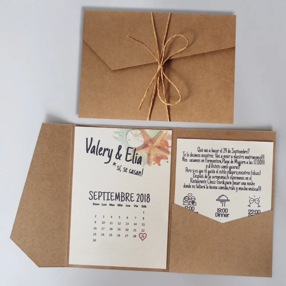  Rustic Wedding Invitation Kraft Paper Invitation Cards Undersea World Invitations With Customized W - 32908294244