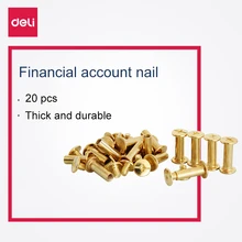 Deli, 10 пар/20 шт, незакрепленный медный винт для переплета ногтей, книг, стыковки для книг, композитный винт для ногтей, металл, хорошее качество, 3642
