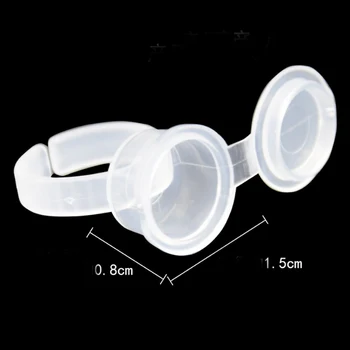 

50pcs Disposable Transparent Permanent makeup Pigment Ring with Cap Permanent Makeup Accessories Pigment Holder Tattoo Ink Ring