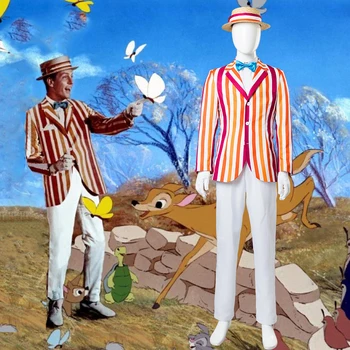 

Mary Poppins Costume Mary Poppins Returns Bert Cosplay Costume Adult Mens Straps Halloween Suit Any Size Free shipping