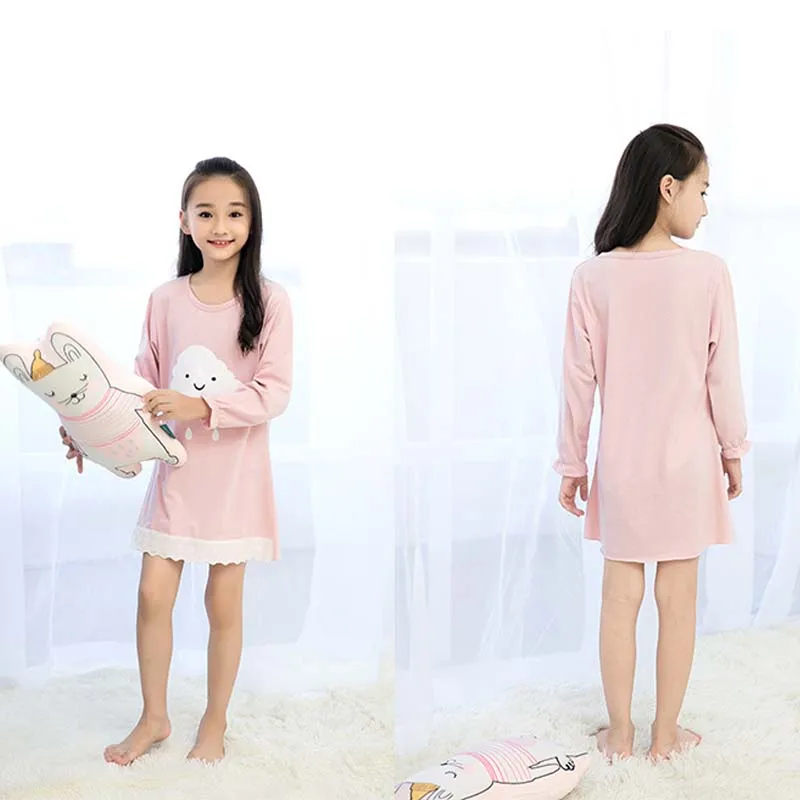 HziriP ночные рубашки для девочек детские пижамы Домашняя одежда милый мультфильм с длинными рукавами кружева принцесса пижамы для От 2 до 12 лет