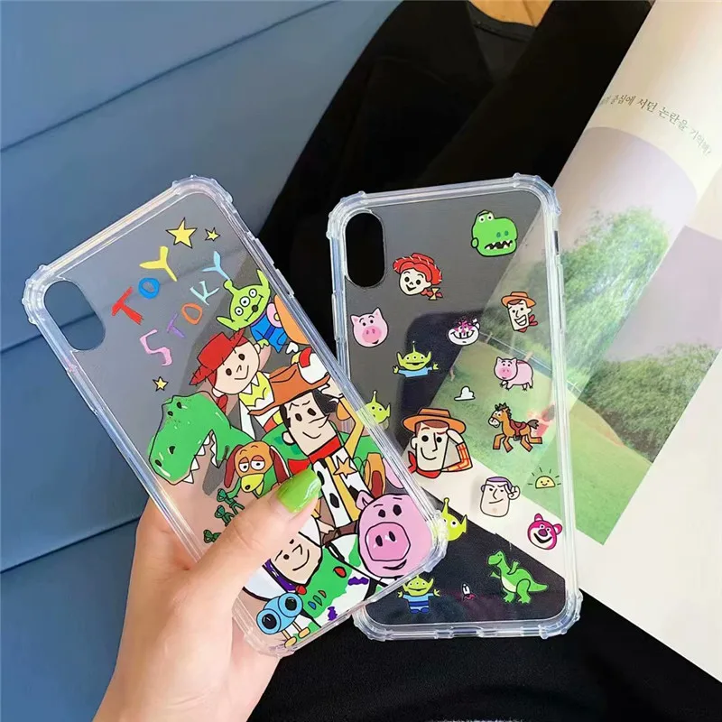

JAMULAR Cartoon Toy Story Transparent Phone Case For iPhone X XS MAX XR 6 6s 7 8 Plus Buzz lightyear Soft TPU Back Cover Fundas