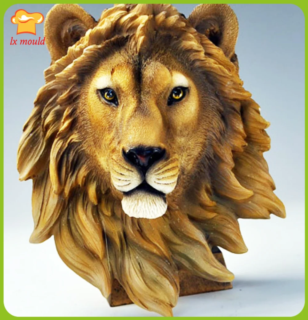 2019 new lion head silicone mold art resin plaster animal head wall