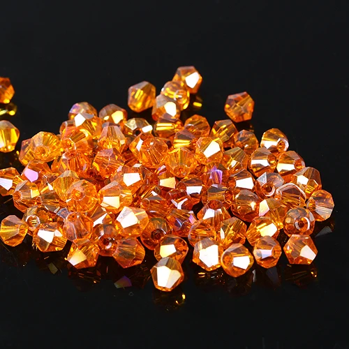 

TOP quality 4mm 1000pcs AAA Bicone Upscale Austrian crystals beads Tangerine AB color plating Jewelry Making DIY #5301