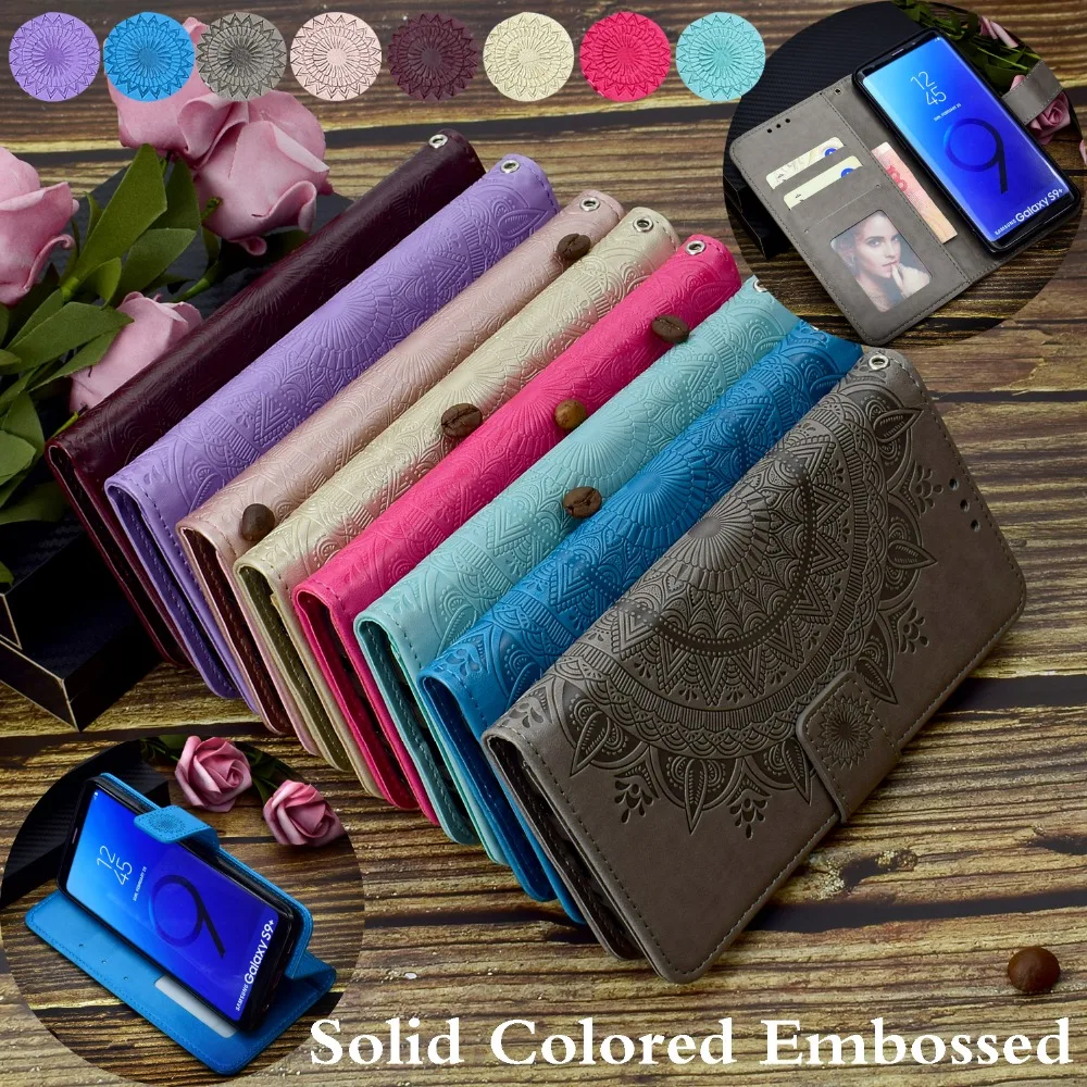 

For Samsung galaxy S9 Plus Phone Case Wallet Leather Card Holder Slot Cool Mandala Stand Flip Folio Protective Cover