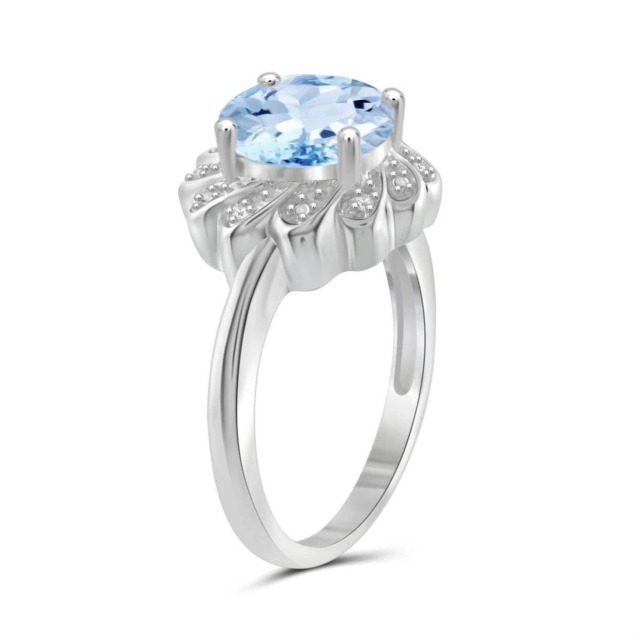 JewelonFire 3 1/5 Carat T.G.W. Sky Blue Topaz and Accent White Diamond Sterling Silver Ring (1)