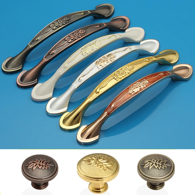 Cheap Single hole Hole Pitch 96mm/128mm Vintage Kitchen Furniture Handle antique bedroom drawer pulls Red copper color/Golden Cheap Single hole Hole Pitch 96mm/128mm Vintage Kitchen Furniture Handle antique bedroom drawer pulls Red copper color/Golden