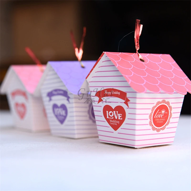 European Creative Wedding Supplies Blue and Red Candy Box House Packaging Gift Chocolates Nest Bird Shower Party | Дом и сад