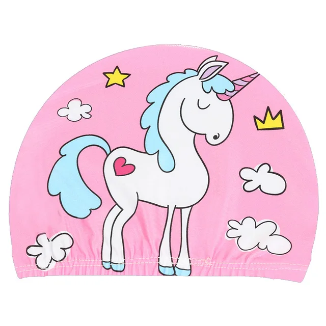 1PC Unicorn Cartoon Children Elastic Printed Swimming Caps Sports Pool