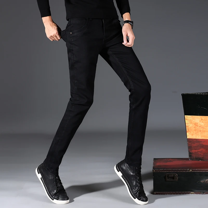 Classic High Quality Fashion Man Black Stretch Jeans Slim Men Casual Skinny Pencil Jean hommes hombre Male Denim Pants